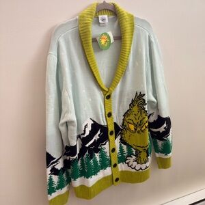 Playful Graphic Cardigan Sweater - Green and Black